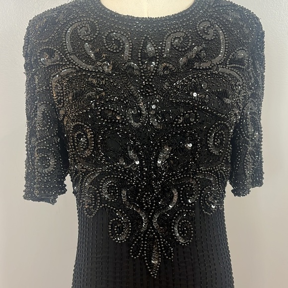 Laurence Kazar Long Black Beaded Sequin - Picture 5 of 17